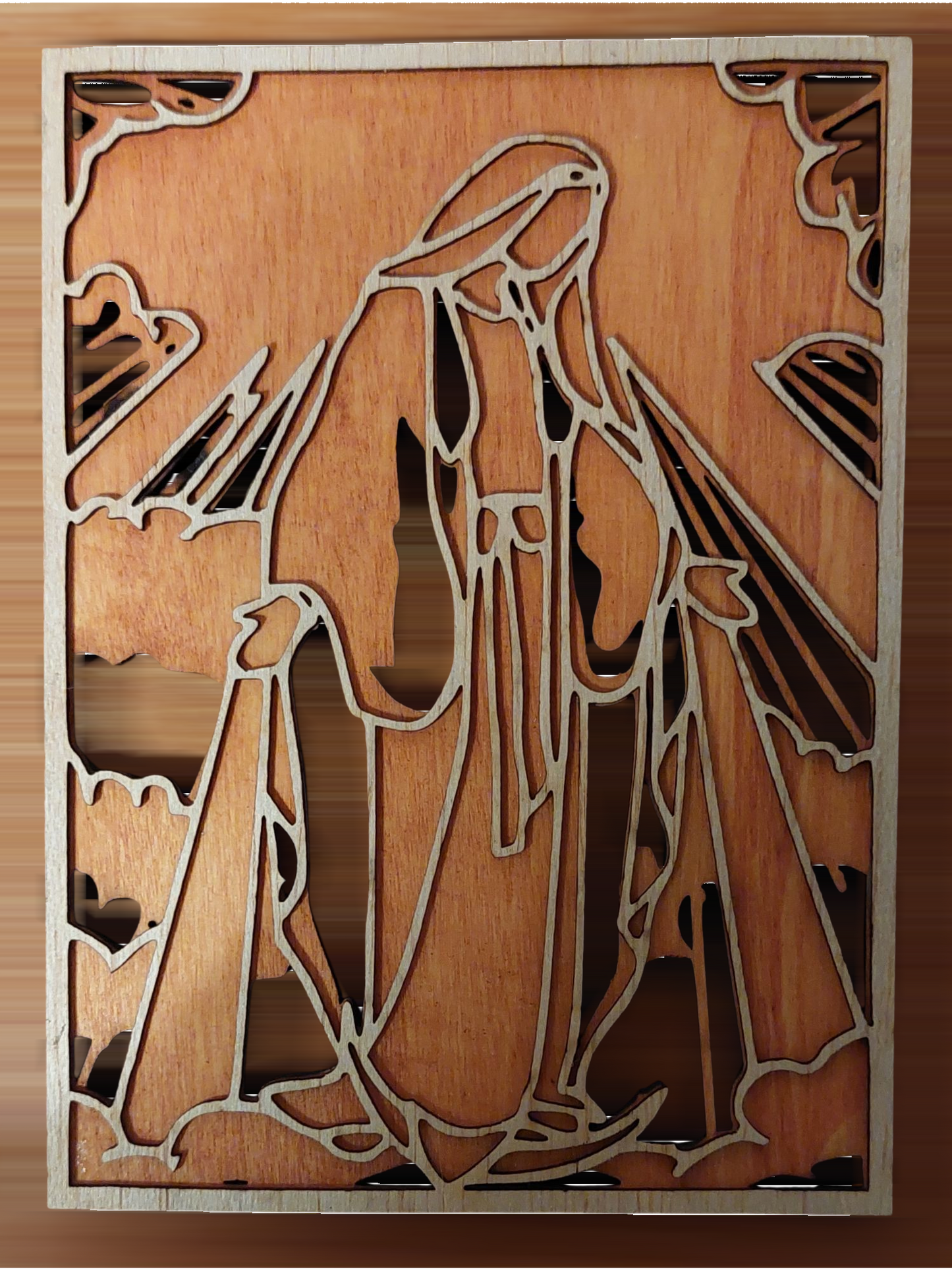 Icoană 3D- Fecioara Maria, lemn stratificat