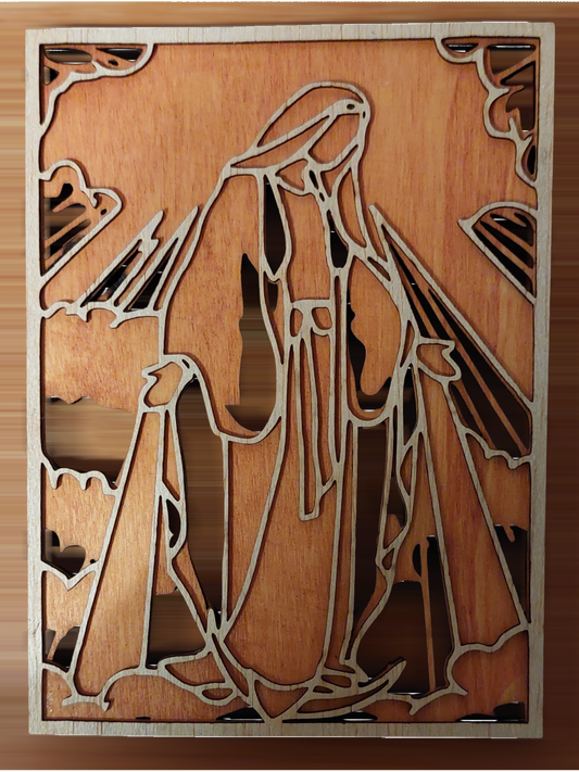 Icoană 3D- Fecioara Maria, lemn stratificat